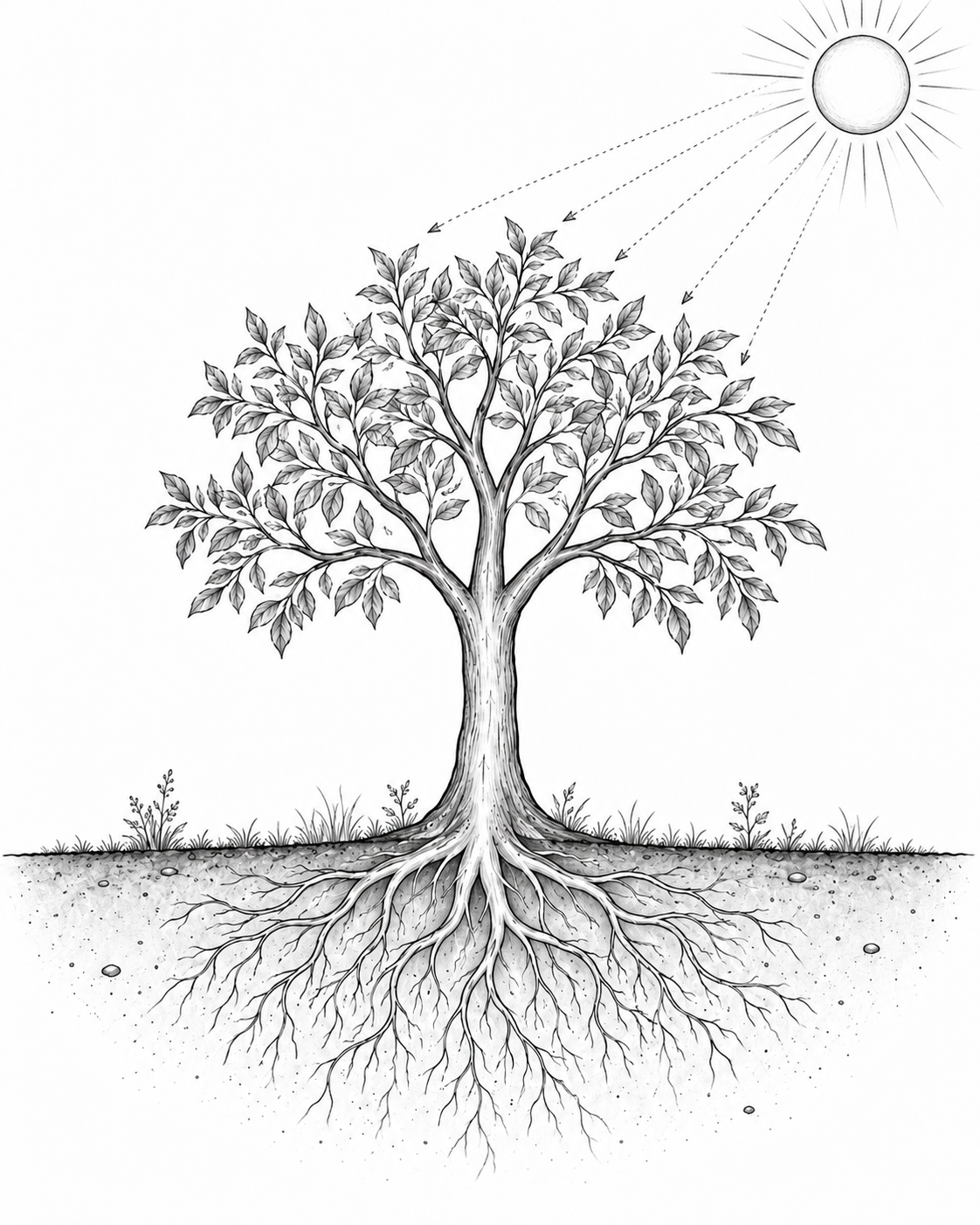 Arbre recevant la lumière du soleil