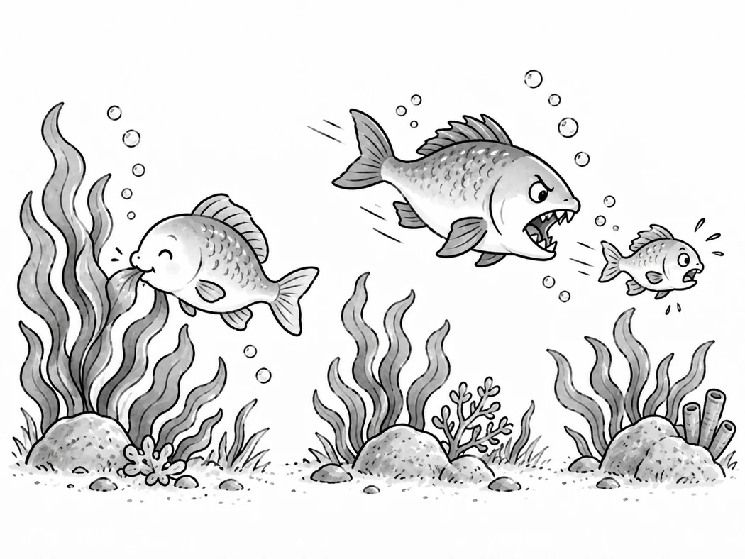 Poissons et algues dans la mer